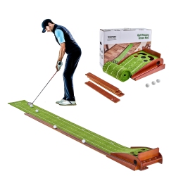 VEVOR 5 Hole Golf Putting Mat, Indoor Golf Putting Green, Wrinkle-Free Golf Training Aid, Mini Golf Set \w Auto-Ball Return, Alignment Guide, 3