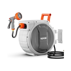 VEVOR 5/8 Inch X 100 Ft Retractable Garden Hose Reel, Wall Mounted Hose Reel, Heavy Duty Garden Hose Reel \w 9 Patterns Nozzle, Upgraded Slow Return