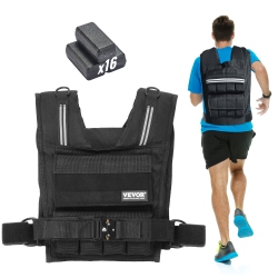 VEVOR 35Lb Weight Adjustable Weighted Vest, \w Iron Weights, Shoulder Pad, And Reflective Stripe, Body Exercise Set for Men Women, Equipment For