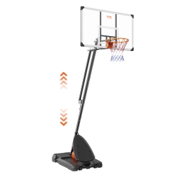 VEVOR 7.6-10 Ft Basketball Hoop, Portable Backboard System, 54 Inch Basketball Hoop & Goal, Kids & Adults Basketball Set \w Wheels, Stand, And