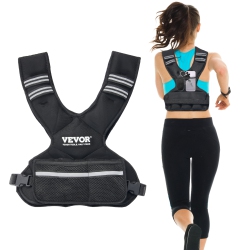 VEVOR 11-20Lb Adjustable Weighted Vest, \w 6 Ironsand Weights And Reflective Stripe, Body Exercise Set for Men Women, Equipment for Strength