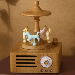 CHSSHA00 Carousel Bluetooth Speaker - Rotating Music Box Design, Bluetooth 5.0, 1500Mah Battery, Long-Lasting Battery Life, Creative Audio Desktop