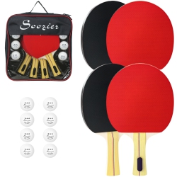 SOOZIER Ping Pong Paddle Set, Portable Table Tennis Rackets \w 8 Ping Pong Balls, Storage Case for Teens, Adults, Beginners And Professionals