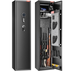 VEVOR 5 Rifles Gun Safe, Rifle Safe \w Digital Keypad & Lock, Gun Storage Cabinet \w Built-In Storage Locker, Removable Storage Shelf for Home Long