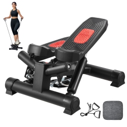 VEVOR 330Lbs Stair Stepper, Mini Stepper for Exercise At Home, Hydraulic Fitness Twist Stepper \w Resistance Bands, Full Body Workout Cardio