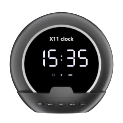 THE WAY Alarm Clock Temperature Multi-Function Smart Speaker, Mobile Phone Holder Portable Wireless Bluetooth Speaker, Led Display - In Black
