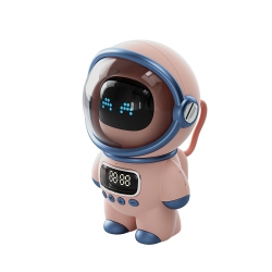 THE WAY Astronaut Ai Smart Voice Bluetooth Speaker, Night Light Clock Alarm Bluetooth Speaker, Portable Stereo Wireless Speaker - In Pink