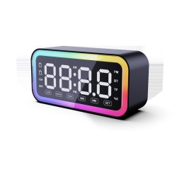 THE WAY Smart Human Body Sensing Power Saving Bluetooth Clock Speaker, Desktop Alarm Clock Audio Bedroom Atmosphere Light Rechargeable, Fm Radio, -