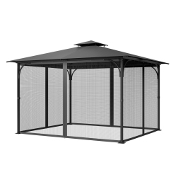 VEVOR Fit Most 10 X 13 X 6.8 Ft Gazebo Curtain, Gazebo Netting Replacement, 4-Panel Sidewall Mesh Net, Patio Midge Netting \w Double Zipper, Canopy