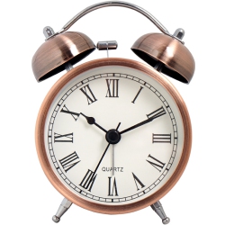 THE WAY Nordic Retro Metal Alarm Clock Children's Silent Time-Telling Table Clock Desktop Bedroom Clock Table Clock-Roman Clock Face-B Type