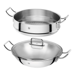 ZWILLING Plus 3 Piece 18/10 Stainless Steel Wok With Steamer And Lid