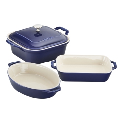 STAUB Ceramique Mixed Baking Dish Set Dark 4 Piece In Blue