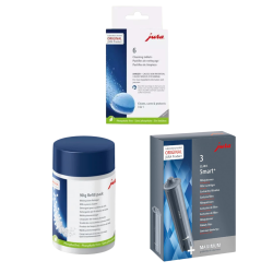 JURA Cleaning Kit – 6 Cleaning Tablets + Milk System Cleaner (90G) + 3 Claris Smart+ Filters – Original Maintenance Bundle