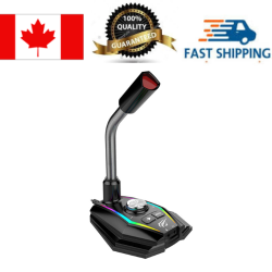 HAVIT Gk56 Omnidirectional Adjustable USB Microphone for Computer With Led Light for Gaming Chatting_Black