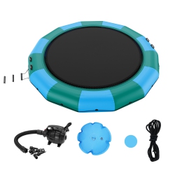 VEVOR 15Ft Inflatable Water Bouncer, Recreational Water Trampoline, Portable Bounce Swim Platform \w 3-Step Ladder & Electric Air Pump, Kids Adults