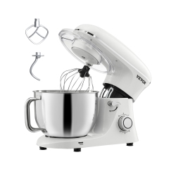 VEVOR 6 Qt Stand Mixer, 660W 6 + P Speeds Tilt-Head Mixer \w Stainless Steel Bowl, Dough Hook, Wire Whip, Flat Beater, Scraper, Household Stand