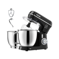 VEVOR 5.3Qt + 4.4Qt Stand Mixer, Two Stainless Steel Bowls, 10+P Speeds Tilt-Head Mixer, \w Dough Hook, Wire Whip, Beater, Scraper, Household Mixer