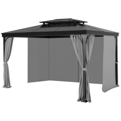 VEVOR 12' X 10' X 6.7' Gazebo Curtains Outdoor, 4-Panel Sidewall Gazebo Privacy Curtains \w Zippers, Outdoor Curtain Replacement for Patio Canopy