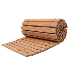 VEVOR 8 Ft X 17 In Wooden Garden Pathway, Non-Slip Curved Garden Walkway, Roll Out Cedar Outdoor Walkway Path \w Wire Rope Connection, Decorative