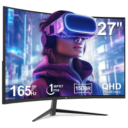 Z-EDGE 27" 2K Qhd 2560 X 1440 165Hz 1Ms Curved Gaming Monitor, Freesync Compatible, HDMI 2.0, Dp 1.2
