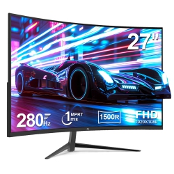 Z-EDGE 27" 1080P Full HD 1920 X 1080 280Hz 1Ms Curved Gaming Monitor, HDMI X 2, Dp X 2