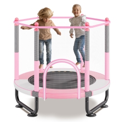 VEVOR 60" Kids Trampoline, 5Ft Indoor/outdoor Mini Trampoline for Toddlers, \w Safety Net & Basketball Hoop, Birthday Gifts Christmas Toys for 3+