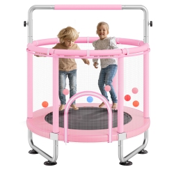 VEVOR 55" Kids Trampoline, 4.6Ft Indoor/outdoor Mini Trampoline for Toddlers, \w Safety Net & Basketball Hoop, Birthday Gifts Christmas Toys for 3+