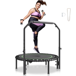 VEVOR 330Lbs Max Load Foldable Mini Trampoline, 40 Inch Fitness Rebounder, Stable & Quiet Trampoline \w 4 Level Height Adjustable Foam Handle, For