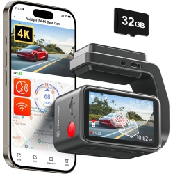 REDTIGER 4K Dash Cam Front, 2.2 Inch Mini Car Camera, 2160P Uhd Touch Screen, Voice Control, Included 32GB Card, Night Vision, Built-In Gps, Wifi App
