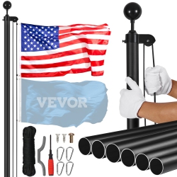 VEVOR 30Ft Detachable Flagpole Kit, Heavy Duty Aluminum Alloy Flag Pole Kit In Ground for Outdoor, 3 Display Modes Flagpole \w Professional