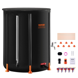 VEVOR 100 Gallon/380 L Collapsible Rain Barrel, Portable Water Tank, Pvc Rainwater Collection Barrel \w Spigots And Overflow Kit, Water Barrel For