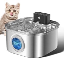 MYACUC Wireless Cat Water Fountain, 4000Mah Battery Operated, 3.2L/108OZ Cordless Automatic Stainless Steel Pet Fountain With Motion Sensor