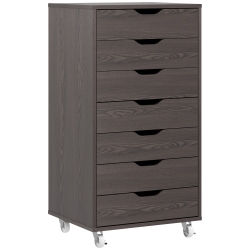 KEPOOMAN 7-Drawer Vertical File Cabinet for Home Office, Storage Cabinet With Wheels, 18.7"x15.6"x35.4" Wood Grain In Grey