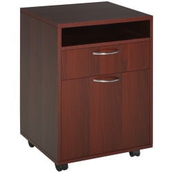 KEPOOMAN Small Filing Cabinet 24" Open Compartment Drawer Wheels Home Office Storage Espresso Wood Furniture