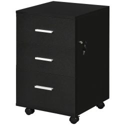 KEPOOMAN 3 Drawer Mobile Filing Cabinet With Lock And Keys Wheels for Home Office Storage Organizer In Black