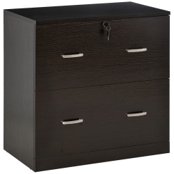 KEPOOMAN Secure Vertical File - 2 Locking Drawers With Hanging Rails for A4 Home Office Document Organization, Espresso