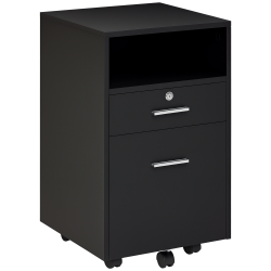KEPOOMAN Mobile File Caddy - 2 Locking Drawers On Wheels for Secure Legal/letter Document Storage & Easy Access In Black