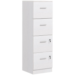 KEPOOMAN Secure File Vault - 4-Drawer Lockable Vertical Cabinet for Adjustable A4/letter Document Organization, Modern In White
