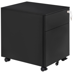 KEPOOMAN Secure File Vault - Lockable Steel Cabinet On Wheels With Pencil Tray for Legal/letter Documents In Black