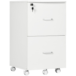 KEPOOMAN 2 Drawer Wood Mobile File Cabinet With Lock Office Filing Storage Locking Wheels Home Study In White