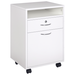 KEPOOMAN Lockable Filing Cabinet - 24" Vertical Mobile Cabinet for Secure Office Storage In White