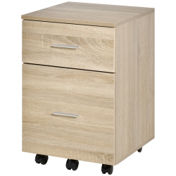 KEPOOMAN Rolling File Chest - 2 Drawers On Wheels for Legal/letter Documents In Natural Wood-Tone Home Office