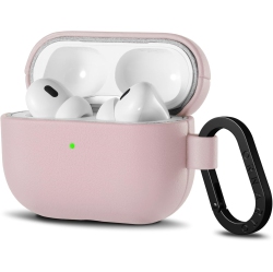 ORNARTO for Airpods Pro 2 Case 2022, Full Protective Airpods Pro 2Nd Generation Leather Case Cover \w Carabiner, Case for Airpods Pro 2, Front Led