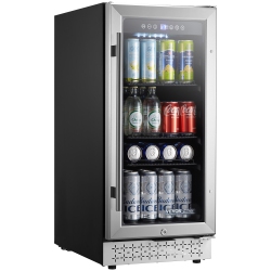 VEVOR 88 Can Beverage Refrigerator Cooler, Beverage Fridge, Mini Fridge \w Glass Door, Adjustable Shelves, Digital Temperature Control, Built-In Or