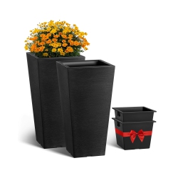 VEVOR Set Of 2 Tall Outdoor Planters 22Inch, Large Planters for Outdoor Indoor Plants Tapered Square Front Porch Planters Flower Tree Plant Pots \w
