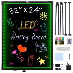 VEVOR 32"x24" Led Message Writing Board, Illuminated Erasable Lighted Chalkboard, Neon Effect Menu Sign Board, Drawing Board \w 8 Fluorescent Chalk