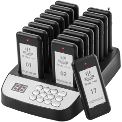 VEVOR 500M Restaurant Pager System, Wireless Long Range Lineup Waiting Queue Signal, Guest Customer Calling Beepers \w Vibration & Flashing, 16