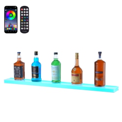 VEVOR 1 Tier 40 Inch Led Lighted Liquor Bottle Display, Wall Mounted Whiskey Rack Stand, 1 Step Commercial Illuminated Home Bar Shelf, Acrylic