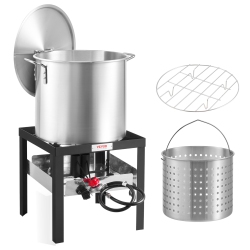 VEVOR 100 Qt Seafood Boiling Kit \w Strainer, Outdoor Seafood Boil Pot And Basket, Cooking Set for Crab Crawfish Lobster Boiling, Aluminum Stockpot