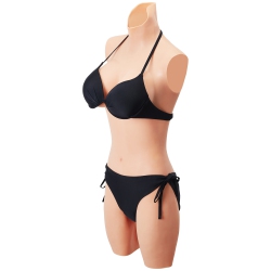 VEVOR Silicone Bodysuit, D-Cup Silicone Breastplate for Crossdressers, Realistic Silk Cotton-Filled Fake Boobs Breast Forms for Transgender Cosplay